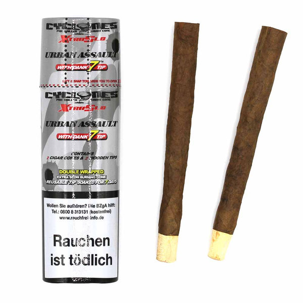 * Cyclones Cigar Cones URBAN Assault XtraSlo DANK 7 Tabak Blunt Wrap Bluntz Blunts Zigarre Joint