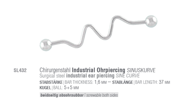Chirurgenstahl Industrial Ohrpiercing PFEIL