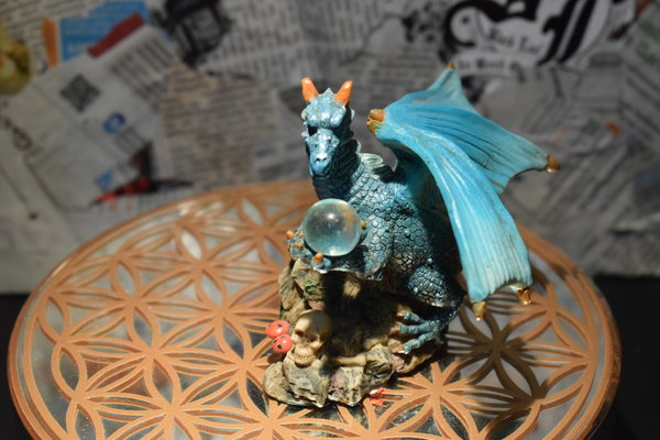 * Drachenfigur klein Türkis/blau Resin Statue