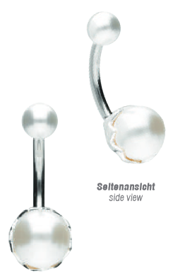 * Titan Bananabell mit 925er Silber-Design SYNTHETISCHE PERLE BAUCHNABELPIERCING
