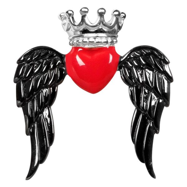 Herz mit Krone und schwarzen Flügel Kettenanhänger Corona-Herz