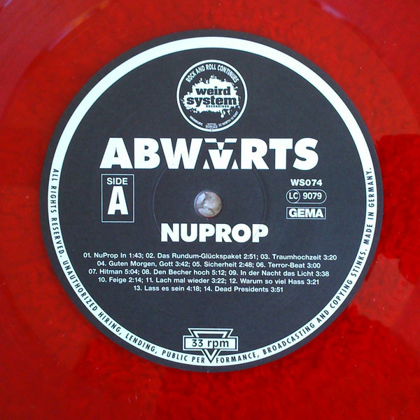 Abwärts ‎– Nuprop CD Neu! schon jetzt selten