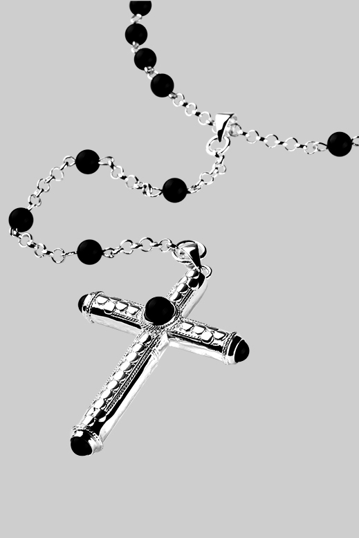* Edelstahl-Kreuz mit echten schwarzen Onyxen zum Öffnen Jelly Joker für Eiskalte Engel